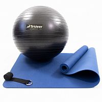 Коврик для йоги и фитнеса (каремат) + фитбол мяч для фитнеса 55 см + ремень для йоги OSPORT Set 91 (n-0121)