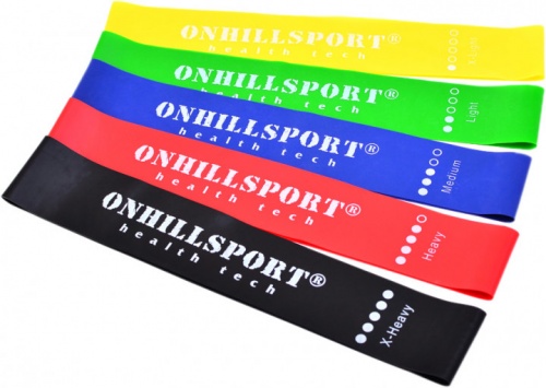 Резинка для фитнеса и спорта (лента эспандер) эластичная набор 5шт. Onhillsport Mini Bands (ES-1001) фото 2