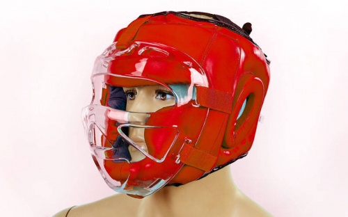 Шлем для единоборств (с прозрачной маской) кожа Zel ZB-5009 фото 5