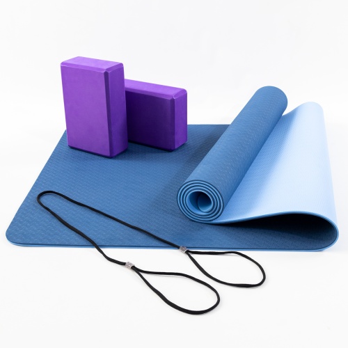 Коврик для йоги, каремат для фитнеса и спорта (йогамат) + блок для йоги (кирпич) 2шт OSPORT Set 88 (n-0118) фото 3