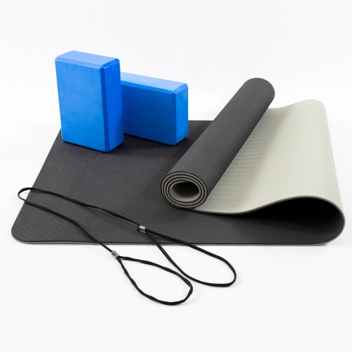 Коврик для йоги, каремат для фитнеса и спорта (йогамат) + блок для йоги (кирпич) 2шт OSPORT Set 88 (n-0118) фото 4