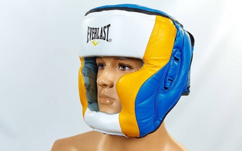 Шлем боксерский (с полной защитой) кожа ELAST МА-011 фото 7