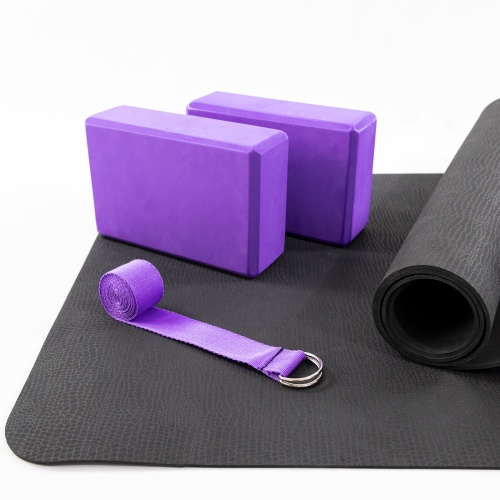 Коврик для йоги (каремат для фитнеса) + блок для йоги 2шт + ремень для йоги OSPORT Set 85 (n-0115) фото 6