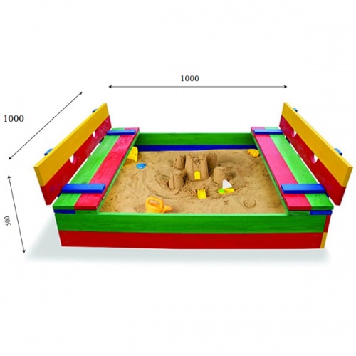 Детская песочница 1х1м с крышкой и скамейками SportBaby (Песочница-29) фото 2