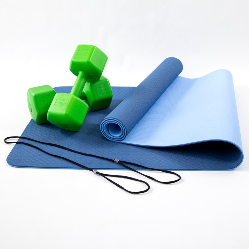 Коврик для йоги, фитнеса, спорта (йога мат, каремат) + гантели для фитнеса 2шт по 4кг OSPORT Set 66 (n-0096) фото 3