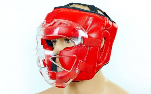 Шлем для единоборств (с прозрачной маской) кожа Zel ZA-01027 фото 2