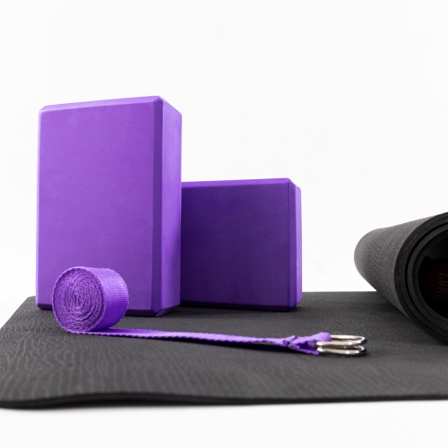 Коврик для йоги (каремат для фитнеса) + блок для йоги 2шт + ремень для йоги OSPORT Set 85 (n-0115) фото 7