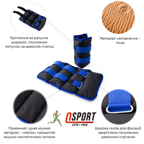 Утяжелители для ног и рук (манжеты для фитнеса и бега) OSPORT Lite Comfort 2шт по 1.5кг (FI-0116) фото 2