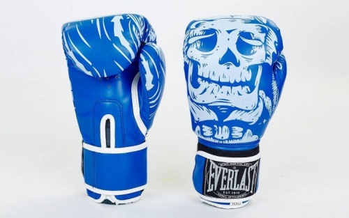 Перчатки боксерские из кожи PU 8-12 унций Everlast Skull (BO-5493)