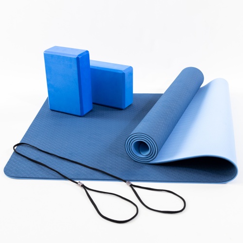 Коврик для йоги, каремат для фитнеса и спорта (йогамат) + блок для йоги (кирпич) 2шт OSPORT Set 88 (n-0118) фото 2