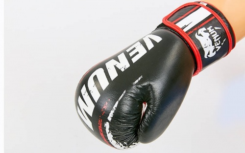 Перчатки боксерские (для бокса) кожаные на липучке 10-12oz VENUM (MA-6749) фото 7
